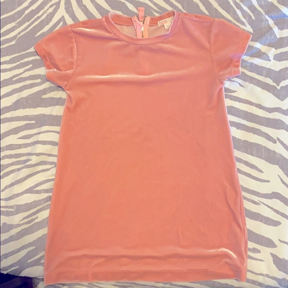 Pink velvet shortsleeved girls dress